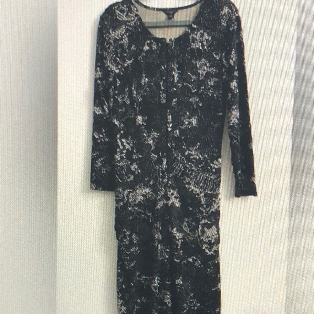 Ann Taylor Petite Black Abstract Print Sheath Dress